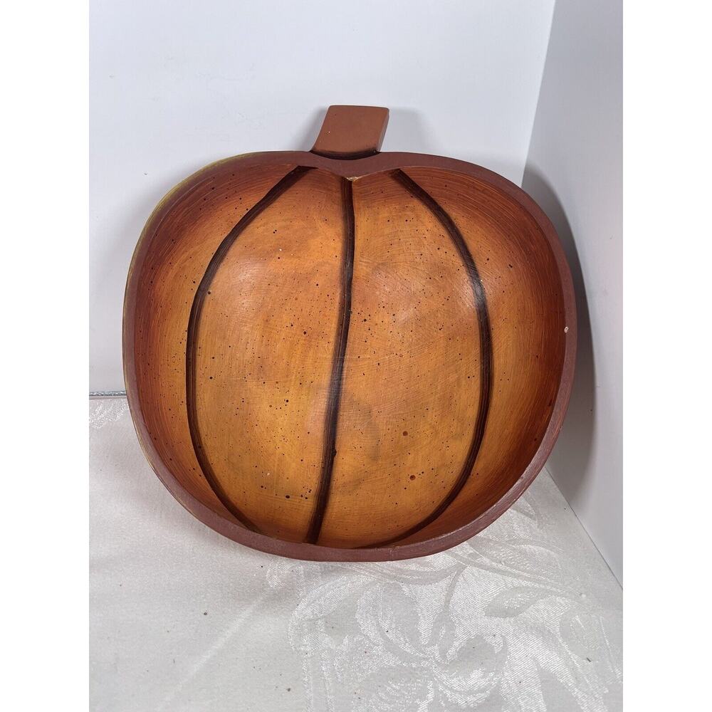 Vintage Crazy Mountain Wooden Halloween Pumpkin Trick or Treat Candy Bowl Dish
